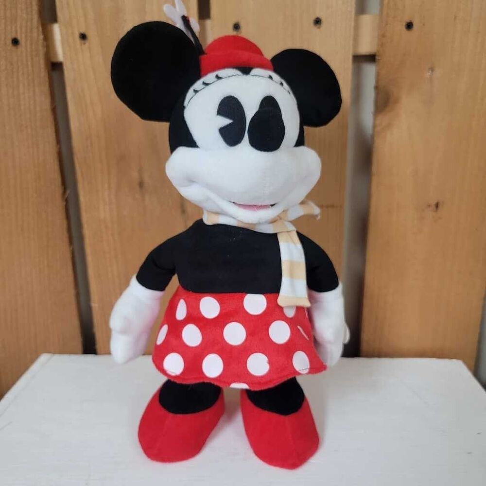 Disney Minnie Mouse Singing Deck the Halls Plush Toy 14" Red Polka Dot Skirt